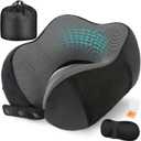 Cirorld Neck Pillow for Traveling, Travel Pillows for Airplanes,100% Pure Memory Foam Travel Neck Pillow, Adjustable Flight Pillow, Portable Plane Accessories with Eye Mask, Earplugs, Carry Bag (Black)