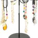 MyGift Black Metal Rotating Necklace and Bracelet Organizer Jewelry Stand with 8 Hooks and Adjustable Height, Multipurpose Accessory Keychain Holder Display Rack for Retail (Black (1 Tier))