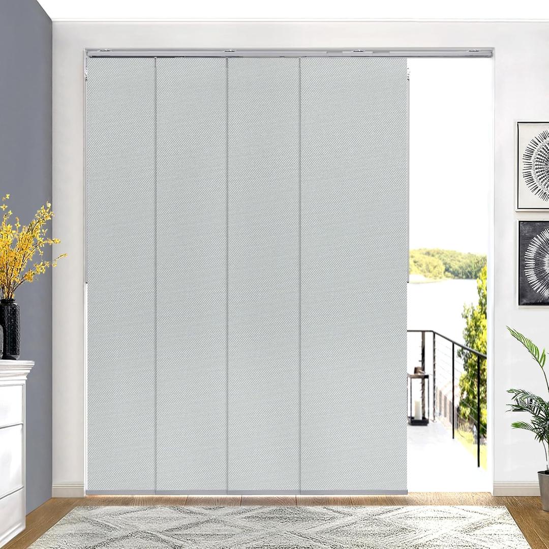 Lazblinds Adjustable Blackout Vertical Blinds for Sliding Doors, Extendable Track (45 3/4'' - 82 5/8'' W), Trimmable Panels Up to 96" H for Room Divider & Patio Door, Grey Blackout