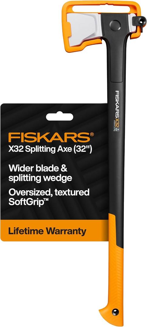 Fiskars X32 Splitting Axe 32", Splitter for Large Wood Logs & Firewood