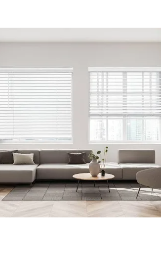 DEZ FURNISHINGS Cordless 2" Faux Wood Blind, 45" W x 60" H, White