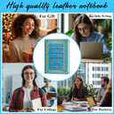 Light Blue A5 Lined Leather Journal Notebook,Inspirational Leather Journal Notebook for Men Women,200 Pages 100 Gsm Thick Ruled Paper Daily Diary for School,Travel,Business,Work (Light Blue)