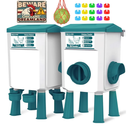 Chicken Feeder and Waterer Set - 3 Gallon/26.5 Pounds, Automatic Chicken Waterer with 4 Cups & 3 Feeder Ports, No Waste Poultry Feeder & Waterer, Chicken Coop Accessories for Hens/Ducks/Poultry