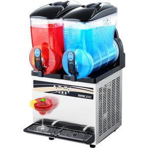 VEVOR Commercial Slushy Machine, 15Lx2 Double Tank Margarita Machine, 120 Cups Stainless Steel Margarita Smoothie Frozen Drink Machine, Slushie Machine for Party Restaurants Cafe Bars