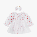 Baby Girl Valentines Dress Heart Puff Sleeve Cotton Linen Tulle Romper Dresses Newborn Valentines Outfit