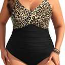 Aqua Eve Plus Size One Piece Swimsuit - Women's Tummy Control Bathing Suit Retro Full Coverage Swimwear 2025 (Size 22W)