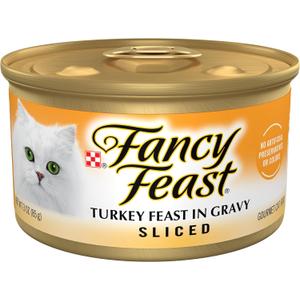 Purina Fancy Feast Sliced Turkey Feast Wet Cat Food in Gravy - (Pack of 24) 3 oz. Cans EXP: 01/2028 