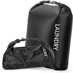 Travel Laundry Bag, Vacuum Compression Dirty Clothes Travel Bag Waterproof Wet Dry Bags Large Capacity Space Saver Bags Reusable Camp Clothes Organizer for Sports College Dorm Laundromat (1 Pcs )Black