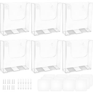 6 Pack A5 paper(6 x 9 In) Brochure Holder Wall Mount, Clear Acrylic Flyer Holder, Wall File Organizer Plastic Pamphlet Magazine Display Stand for Mail, Documents, Literature, Paper Storage