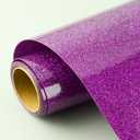 Glitter HTV Iron on Vinyl 10inch x 5feet Roll for Silhouette and Cricut Easy to Cut & Weed Heat Transfer Vinyl DIY Heat Press Design for T-Shirts (Purple)