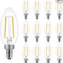 60W Equivalent LED Chandelier Light Bulbs, Dimmable, E12 Base, Clear B11 LED Filament Candelabra Bulbs, 2700K Soft White, 12 Pack. 2 Bulbs is Broken