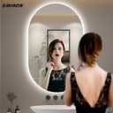 SMIROR Oval Backlit LED Bathroom Mirror, 40x30 Pill-Shaped Lighted Vanity Mirror with Lights for Wall, Dimmable, 3 Colors Lighting, Anti-Fog, Memory Function (Horizontal/Vertical)