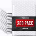 METRONIC 4x8" Bubble Mailer 200 Pack Waterproof White Small Bubble Mailers Usable Size 4x7" Self Seal Mailing Envelopes Bubble Padded for Small Business Mailing Jewelry Makeup Cards Envelope Mailers