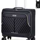 Lekebobor Rolling Laptop Bag Rolling Laptop Briefcase on Wheels for Women/Men Fits Up to 17.3Inch computer Bags Water Resistant for Work Travel and Business, Black Quilted (Large)