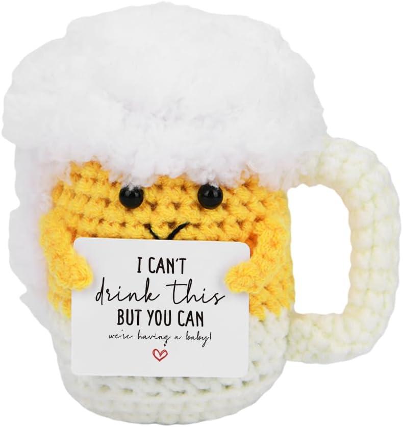 2 x Pregnancy Baby Announcement Gifts for Grandparents Aunt Expecting Mom Funny Pregnancy Gifts for New Mom Pregnant Moms First Time Mothers Handmade Crochet Doll (Doll 1307)