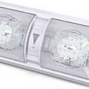 Leisure LED RV LED Ceiling Double Dome Light Fixture with Dimmer Switch Interior Lighting for Car/RV/Trailer/Camper/Boat DC 12V 550 Lumens Natural White 4000-4500K (1)
