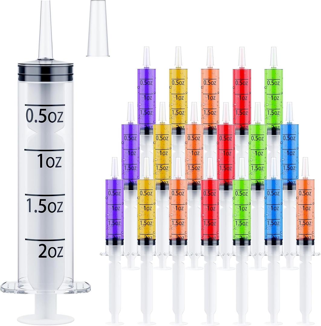 JOLLY CHEF 500 Pack 2 oz Jello Shot Syringes with Caps, Plastic Syringes | Reusable BPA-Free Food Grade Syringes for Halloween Christmas Bachelorette Wedding Birthday Bar Catering Party Supplies