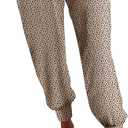Dokotoo Womens 2025 Soft Casual Drawstring Tie Elastic Waist Loose Jogger Pants with Pockets, 2XL, Leopard Khaki