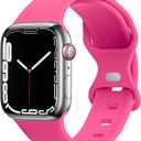 4 x JXGM Compatible with Apple Watch Bands, Soft Silicone Sport Wristbands Replacement Strap for iWatch, Size: 38/40/41/42mm(series 10) S/M, Hot Pink