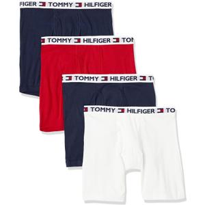 Tommy Hilfiger Men's Underwear Cotton Classics 4-Pack Boxer Brief (Large, 2 Navy, 1 White, 1 Red)