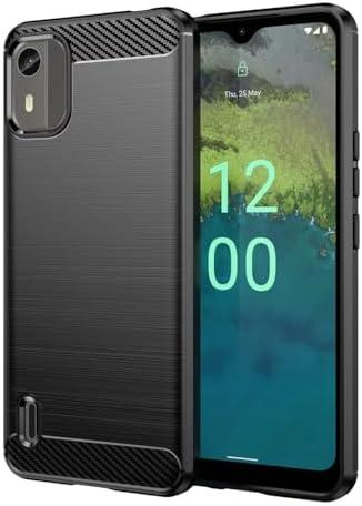 Sidande Case for Nokia C12/ Nokia C12 Pro/ Nokia C12 Plus Case, Ultra Slim Phone Cover with Shock-Absorption Carbon Fiber TPU Rubber Protective Cases for Nokia C12 Black