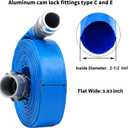 2-1/2" x 100ft PVC Lay Flat Discharge Hose With Aluminum Camlock C & E Fittings, Cam Lock Fitting Type F included, Heavy Duty Reinforced Pump Backwash Hose Assembly