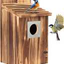 2 Pack Bird Houses for Outside with Metal Predator Guard for Bluebird Wren Swallow Finch, Carbonized Wooden Nesting Boxes for Outdoor, Sturdy Bird House,Easy to Clean