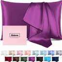 Silk Pillowcase for Hair and Skin Mulberry Silk Pillowcase Soft Breathable Smooth Both Sided Natural Silk Pillowcase with Zipper Beauty Sleep Silk Pillow Case 1 Pack for Gift (Standard, Purple)