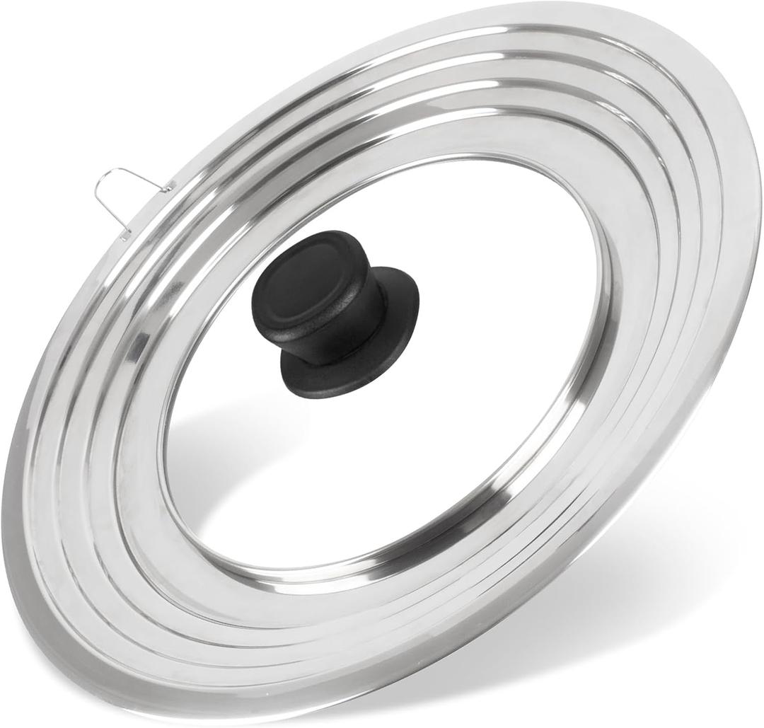 Universal Lid for Pots and Pans Skillets,Pot Lid fit 8.2, 9, 10, 11, 12 and 12.5 Inch Cookware, Large Replacement Frying Pan Cover, Stainless Steel Cast Iron Skillet Lids with Heat Resistant Knob