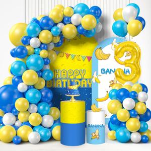 Yellow Cartoon Balloons Arch Kit, Cartoon Banana Theme 3rd Birthday Party Decorations for Boys and Girls Baby Shower Birthday Party Balloons Decoration Supplies