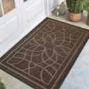 DEXI Front Door Mat Outside Entrance, Heavy Duty Non Slip Low Profile Doormat for Entryway, Trap Dirt and Moisture Welcome Mats, Easy Clean, Patio, Garage, 5x3, Brown
