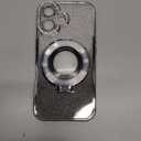 Changjia Magnetic Kickstand Glitter Case for iPhone 16,[Compatible with Magsafe] Luxury Bling Sparkly Diamond Rhinestone with Camera Lens Protector Soft TPU Women Girls Case for iPhone 16 6.1",Silver