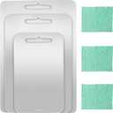 3 Pcs Stainless Steel Cutting Board 304 Stainless Steel Double Sided Metal Cutting Board with 3 Cleaning cloth for Kitchen Meat Fruit Vegetable for Dishwasher (13.4"x9.1",11.8"x7.9",9.4"x5.9")