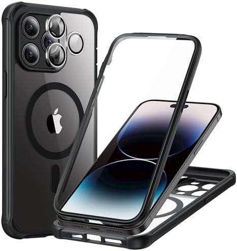 ESR for iPhone 14 Pro Max Case, Compatible with MagSafe, Full-Body Military-Grade Drop Proof Case for iPhone 14 Pro Max with Built-in 9H+ Tempered Glass Screen Protector, Clear Black