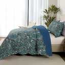 HoneiLife Botanical Quilt King Size - Floral Quilt Sets 3-Piece, Microfiber Bedspreads Wildflower Coverlets Lightweight Bed Cover, King Size Quilt Bedding Sets All Season Use, King-106"x 96"