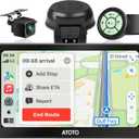 ATOTO P8 Wireless Portable Android Auto Carplay Screen for Car, 7'' QLED Glare-Suppressing Car Screen with WDR&Auto Dimmer, 1080P Backup Cam, Remote Control, On-Dash Cam Input, P807SD-RC