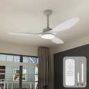 52 Inch Ceiling Fans with Lights Remote Control,White Sloped Mount Ceiling Fan 22W Dimmable LED Light,3 Reversible Blades,DC Motor 6 Speed Ceiling Fan for Bedroom Living Room Home Office