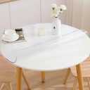 48 Inch Clear Round Table Cover, 1.5mm Thick Plastic Protector for Dining Room, Waterproof Vinyl Pad