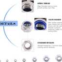 10 x M10x1.5mm Nylon Lock Nuts,10pcs 304 Stainless Steel Nylon Insert Hex Lock Nuts for Industrial and Construction Fasteners