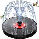 Solar Bird Bath Fountain,Upgrade 3.5W Glass Panel Solar Fountain with 2200mAh Backup Battery, White LED Lights, 8 Spray Modes, 4 Fixed Rods for Garden, Pond, Pool,Patio Outdoor Water Feature