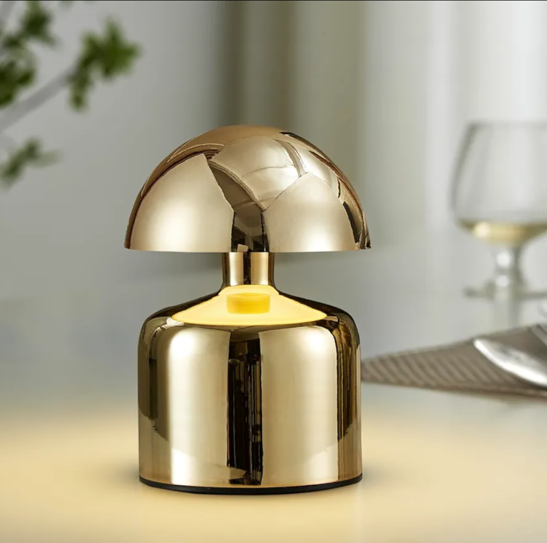 Modern Cordless Mushroom Small Table Lamp Touch LED Lamp, 3-Way Dimmable Bedside Nightstand Lamp Mini Rechargeable Night Light for Bedroom, Living Room