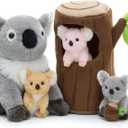 MaoGoLan 5pcs Koala Stuffed Animal, 11.8 Inch Large Mommy Stuffed Koala Plush with 3 Babies & Treehouse, Cute Realistic Stuffed Animals, Gift for Kids Boys Girls