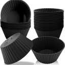 24 Pack Reusable Silicone Cupcake Liners Black, 2.76 Inch Silicone Muffin Cups for Kitchen, Non-Stick Baking Cups for Cupcakes, Muffins