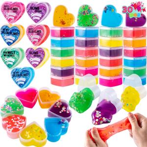 JOYIN 30 PCS Valentines Day Clear Slime Hearts for Kids Classroom Exchange Prizes, Valentine Party Favors, Gift Exchange