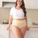 INNERSY Women's Cotton Underwear High Waisted Briefs Panties 4-Pack, XL 