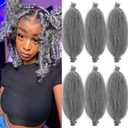Spring Cuban Twist hair Grey Marley Twist Braiding Hair 16 inch Wrapping Marley Hair for Soft Faux Locs Springy Afro Kinky Twist Crochet Hair Braiding Twisted Up Springy Afro Twist Hair Extensions