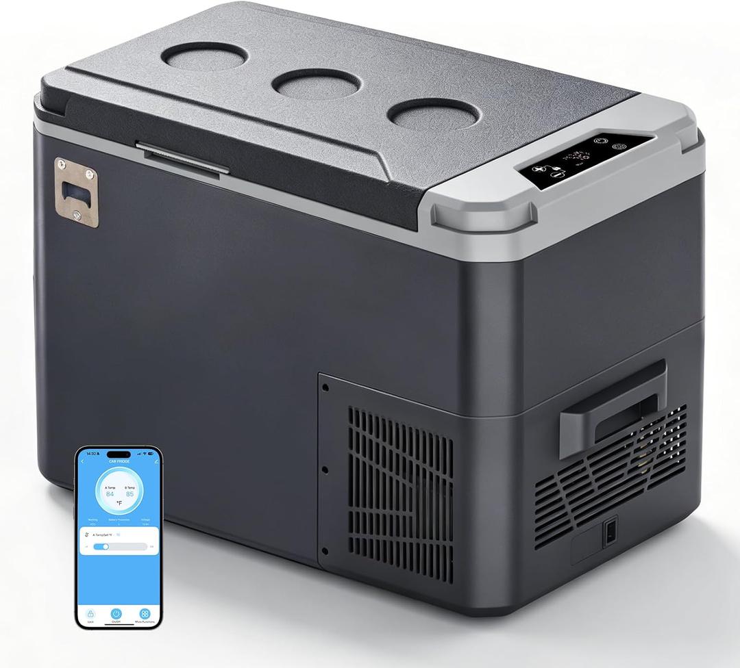 26QT SubSun 12 Volt Refrigerator, 26QT Portable Freezer Compressor Cooler, 12V Car Fridge 0~68, Single Zone Electric Cooler for Vehicles, 12/24V DC & 100-240V AC Powered for Travel, Truck, Boat, Camping