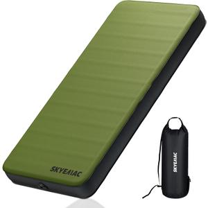 SKYEMAC 4" Thick Self Inflating Sleeping Pad with 13R Memory Foam, 78" x 29" Camping Mattress with Pump Sack, Portable Roll Up Bed, Inflatable Outdoor Mat for Rooftop Tent Car Truck Van, 4 Season