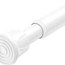 Tension Rod 28 to 48 inch, Adjustable Curtain Rods No Drilling Spring Rods Extendable Pressure DIY Tension Rod for Window Closet Kitchen, White