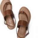 Luffymomo Women's Thong Flat Sandals Adjustable Ankle Buckle Summer Sandal Casual Open Toe Fisherman Shoes (Brown)